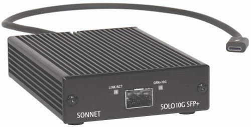 Sonnet SOLO10G SFP+ 10 Gigabit Ethernet Thunderbolt 3 Adapter with Short-Range SFP+ Transceiver Sonnet SOLO10G SFP+ 10 Gigabit Ethernet Thunderbolt 3 Adapter with Short-Range SFP+ Transceiver